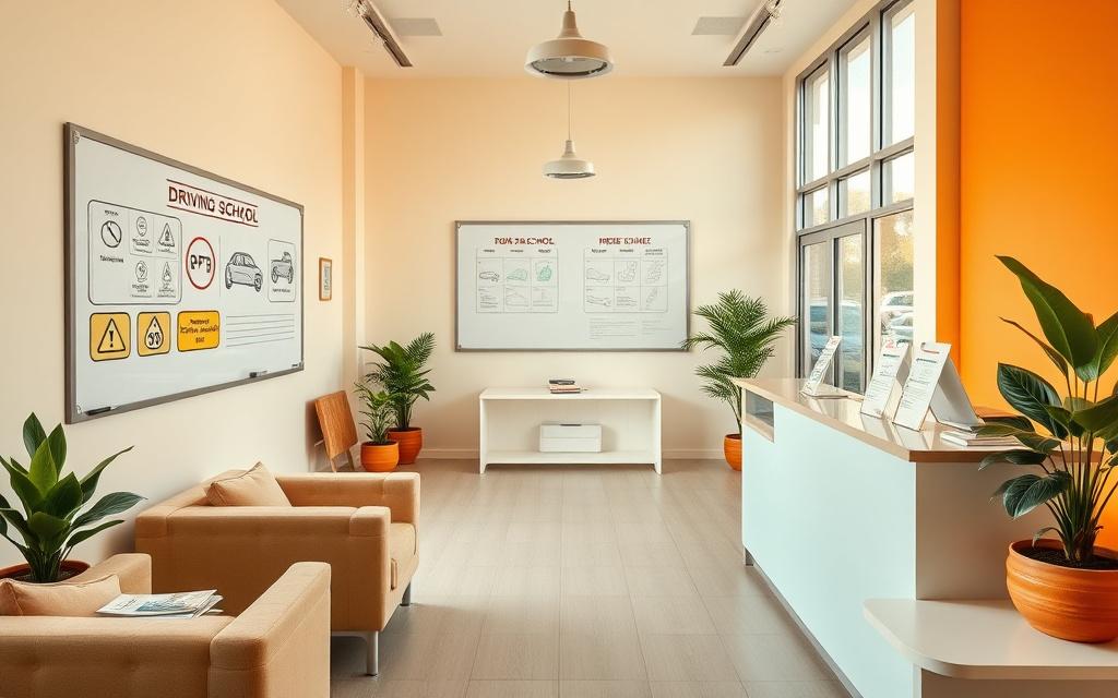 Omnitura coaching studio interior with classroom whiteboard and lounge seating
