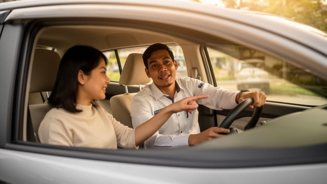 Omnitura instructor coaching a learner driver in Puchong, Selangor